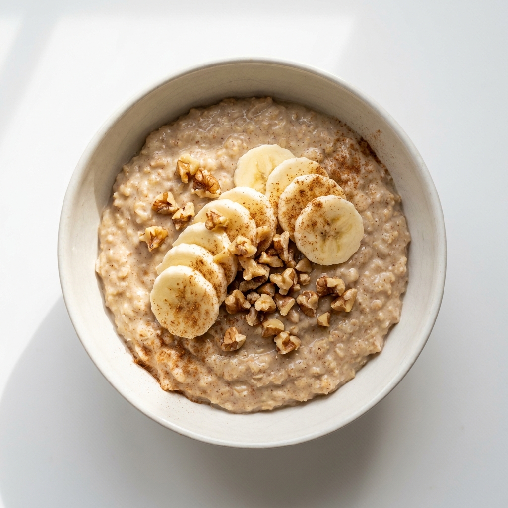 Cinnamon Banana Walnut Power Oats, prepared as a finished Lila recipe