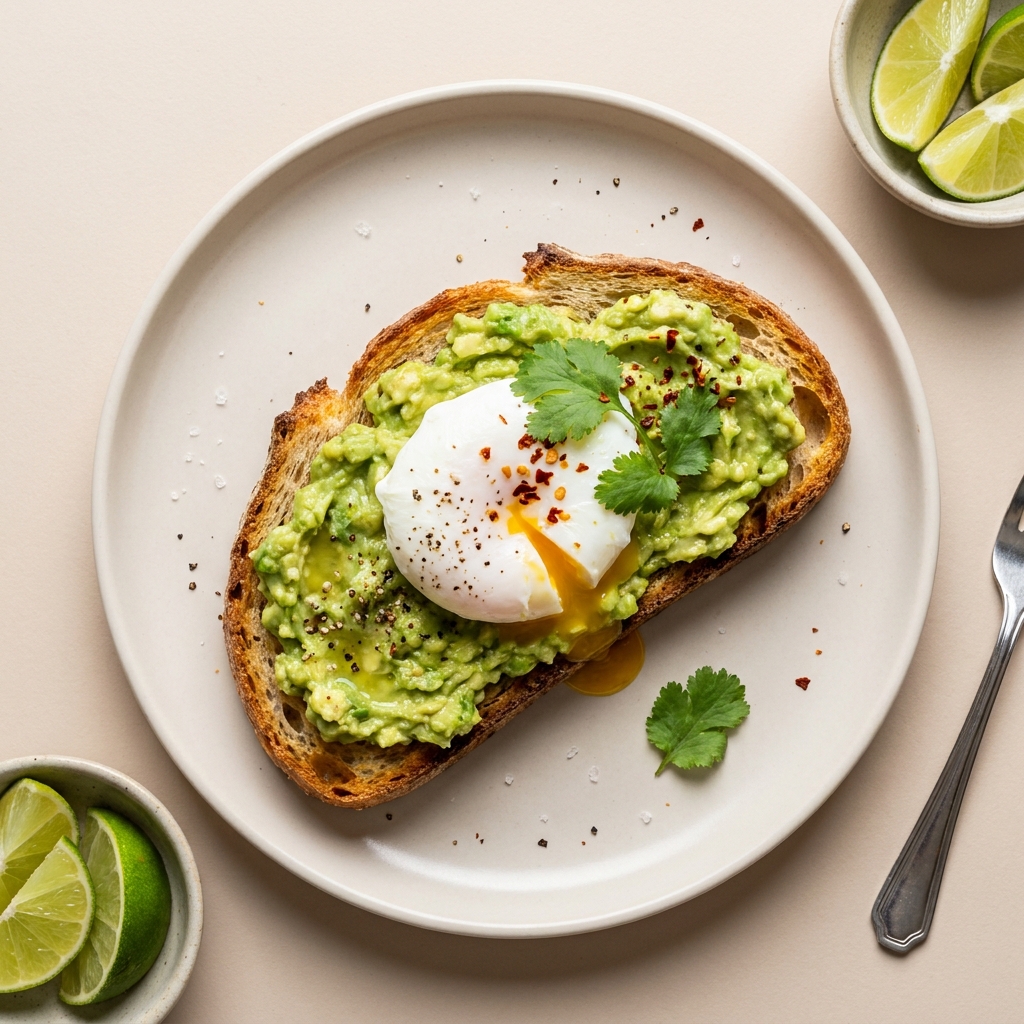 Avocado Toast with Lime and Egg, prepared as a finished Lila recipe