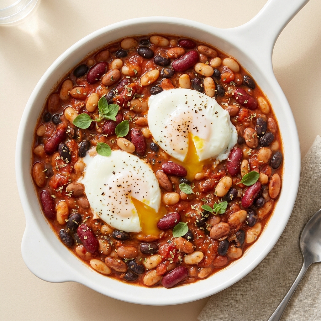 10-Minute Savory Egg and Mixed Bean Skillet, prepared as a finished Lila recipe