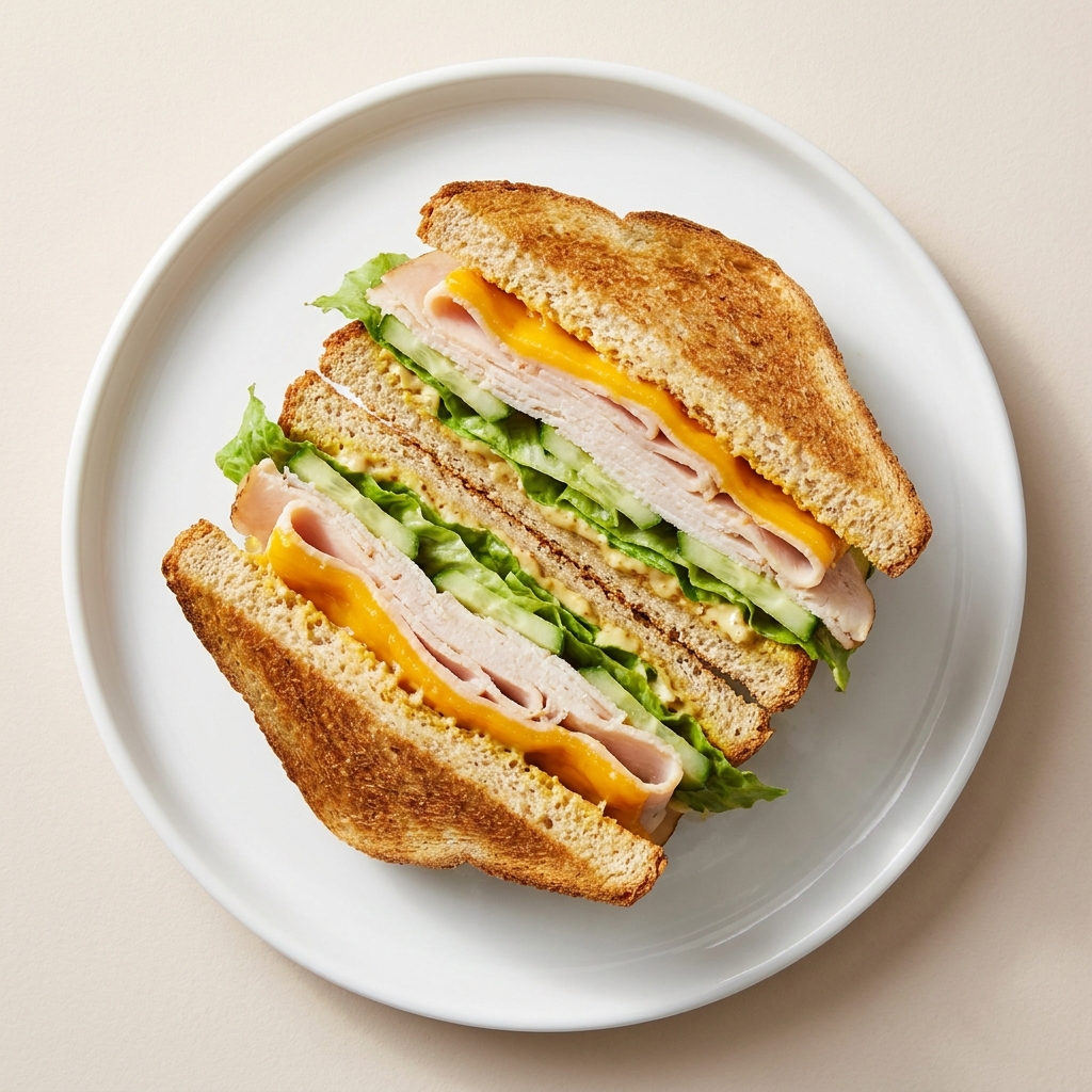Turkey and Cheddar Low-Carb Sandwich, prepared as a finished Lila recipe