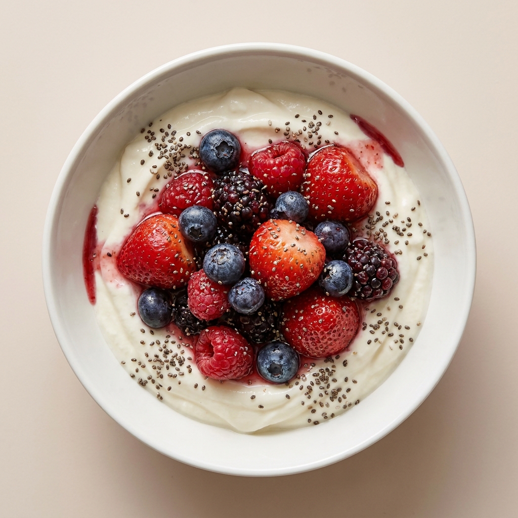High-Protein YoPro Berry Chia Bowl, prepared as a finished Lila recipe