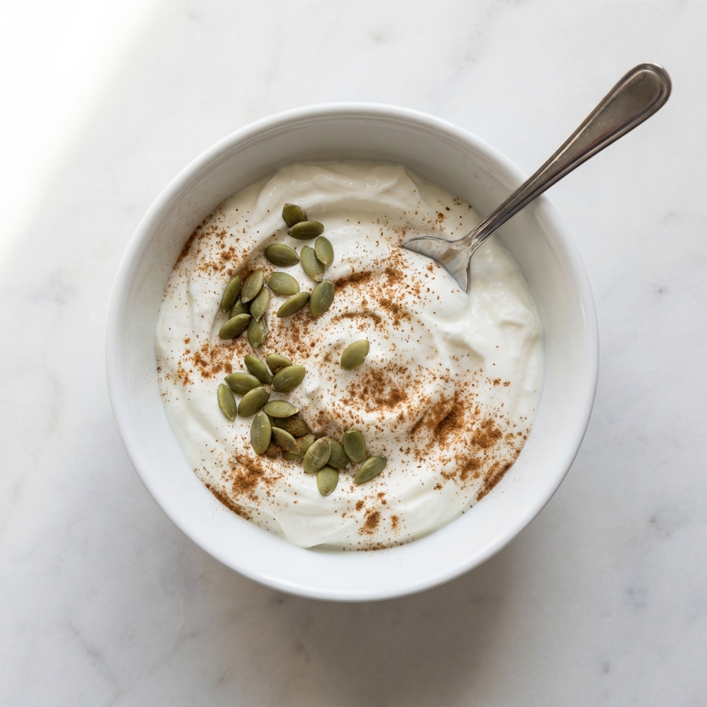 Creamy Pumpkin Seed Greek Yogurt Bowl, prepared as a finished Lila recipe