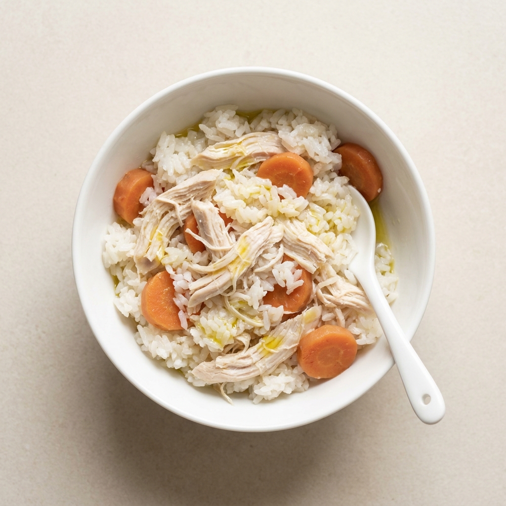 Mild Chicken and Jasmine Rice Comfort Bowl, prepared as a finished Lila recipe