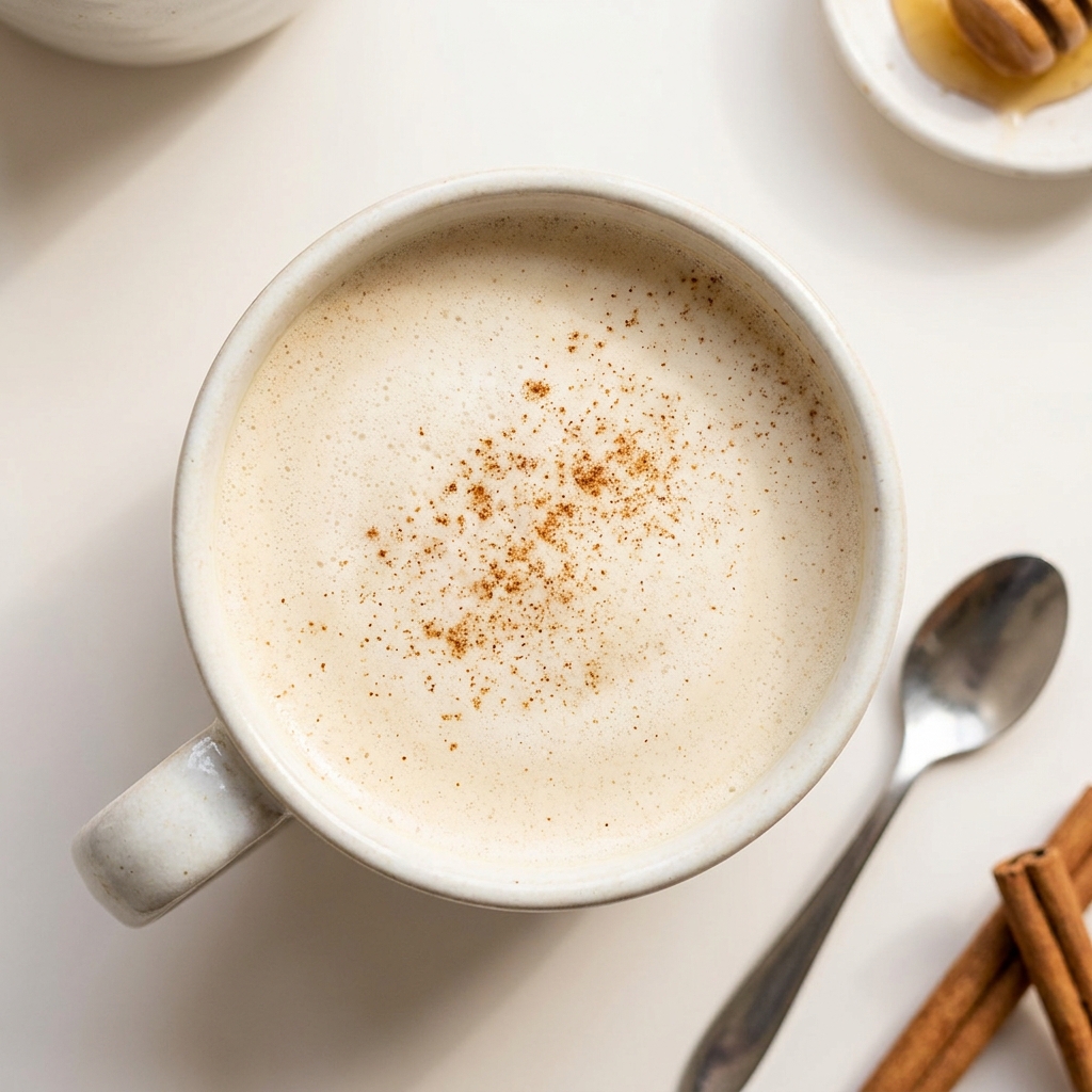 Warm Gentle Vanilla Oat Milk Protein Drink, prepared as a finished Lila recipe