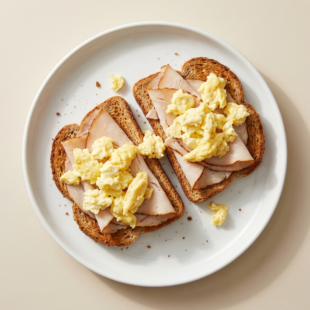 Loaded Whole Wheat Turkey And Egg Toast, prepared as a finished Lila recipe