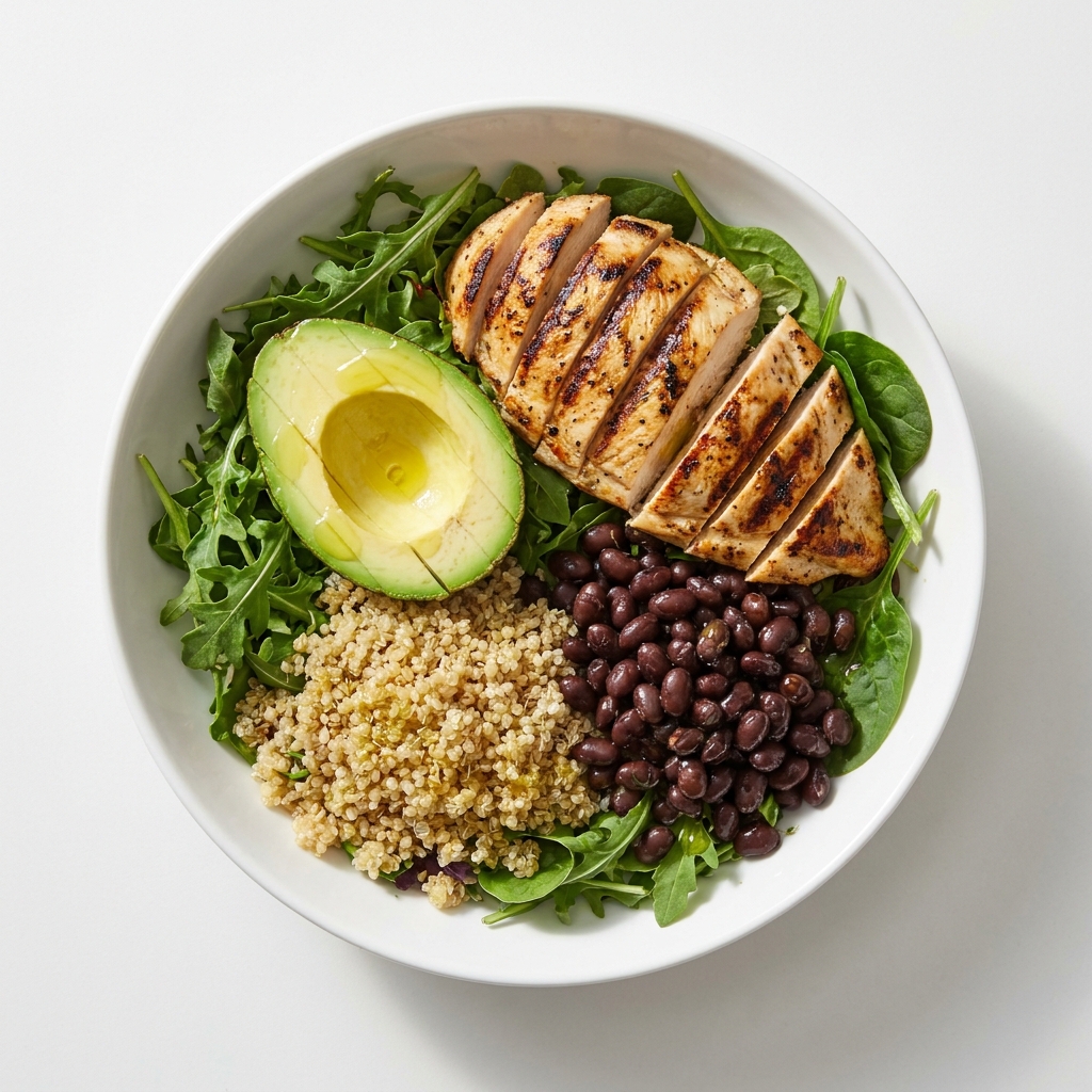 Airport Protein & Fiber Harvest Bowl, prepared as a finished Lila recipe