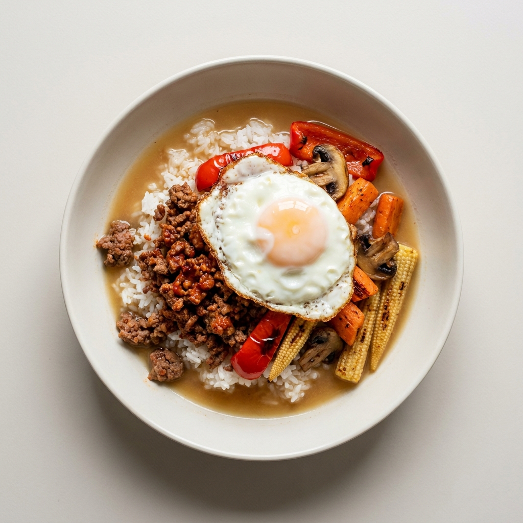 Gochujang Beef and Miso Broth Bowl, prepared as a finished Lila recipe