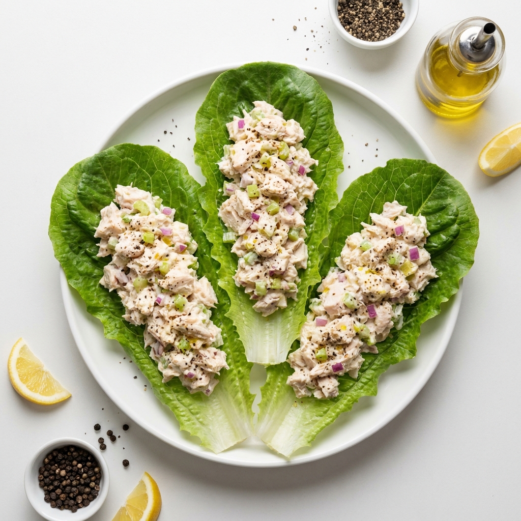 Quick Mediterranean Tuna Lettuce Wrap, prepared as a finished Lila recipe