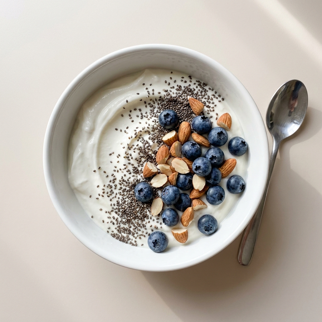 High Protein Greek Yogurt Berry Bowl, prepared as a finished Lila recipe
