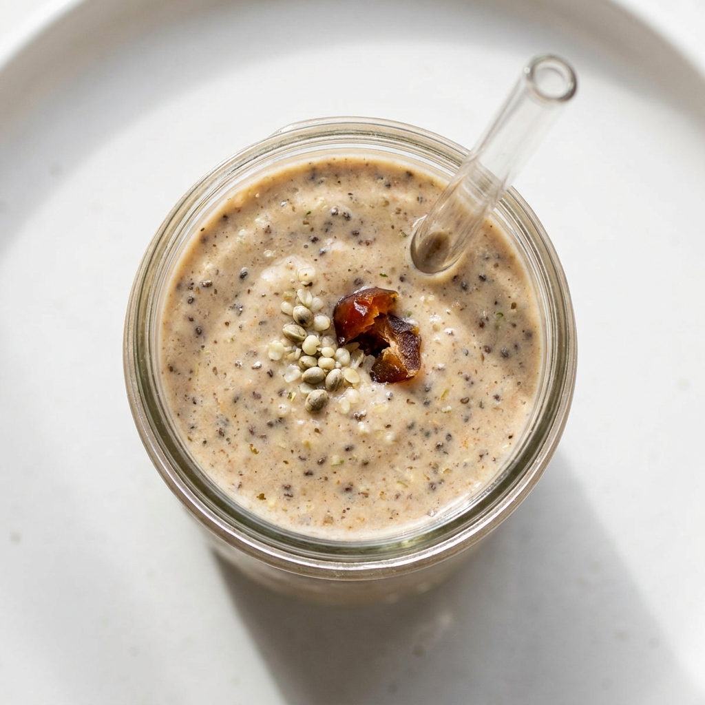 Nourishing Date, Chia & Hemp Seed Smoothie, prepared as a finished Lila recipe