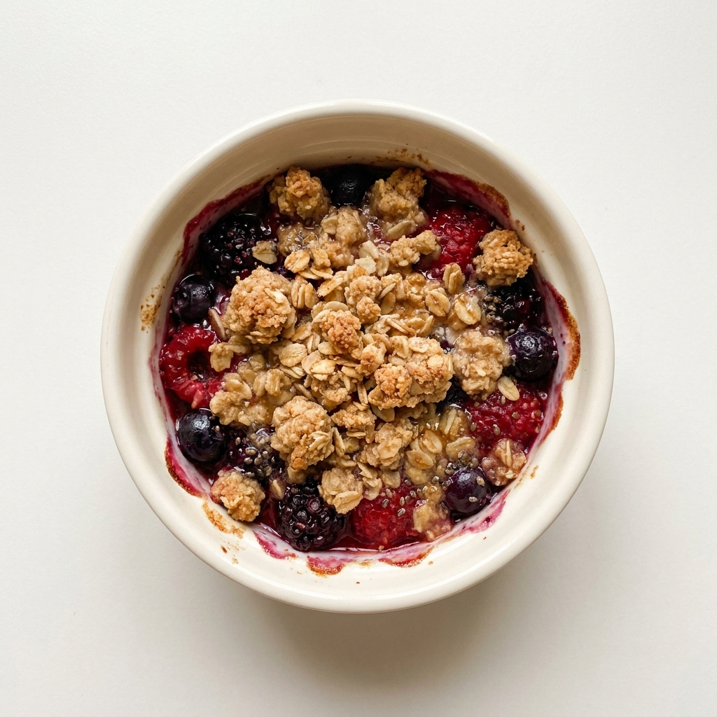 Warm Berry Oat Protein Crumble, prepared as a finished Lila recipe