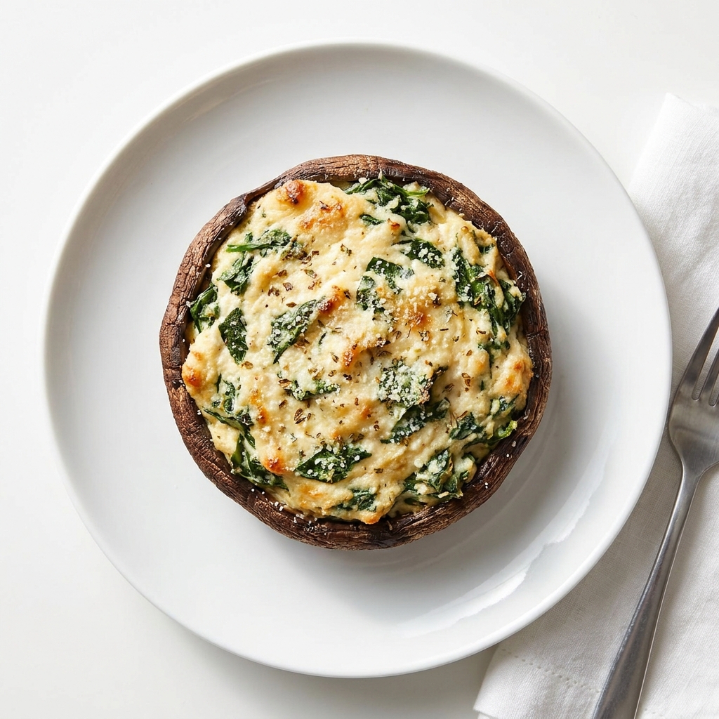 Protein-Packed Stuffed Portobello Mushrooms, prepared as a finished Lila recipe