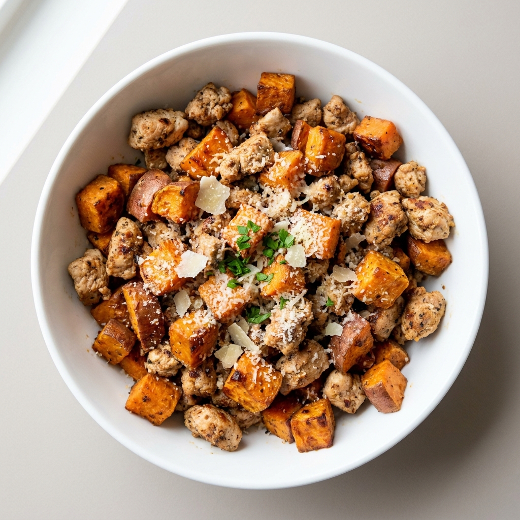 Ground Chicken And Sweet Potato Bowl, prepared as a finished Lila recipe