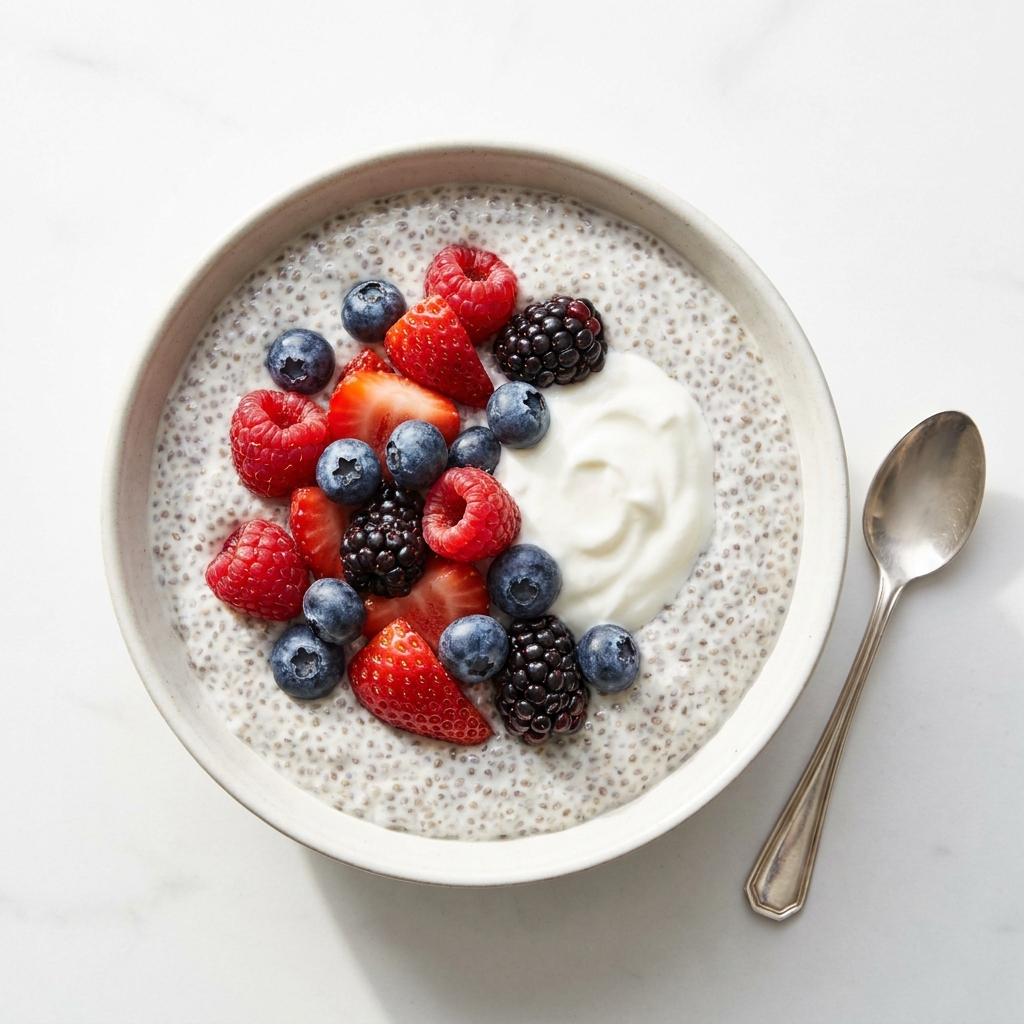 High-Protein Berry Chia Seed Pudding, prepared as a finished Lila recipe
