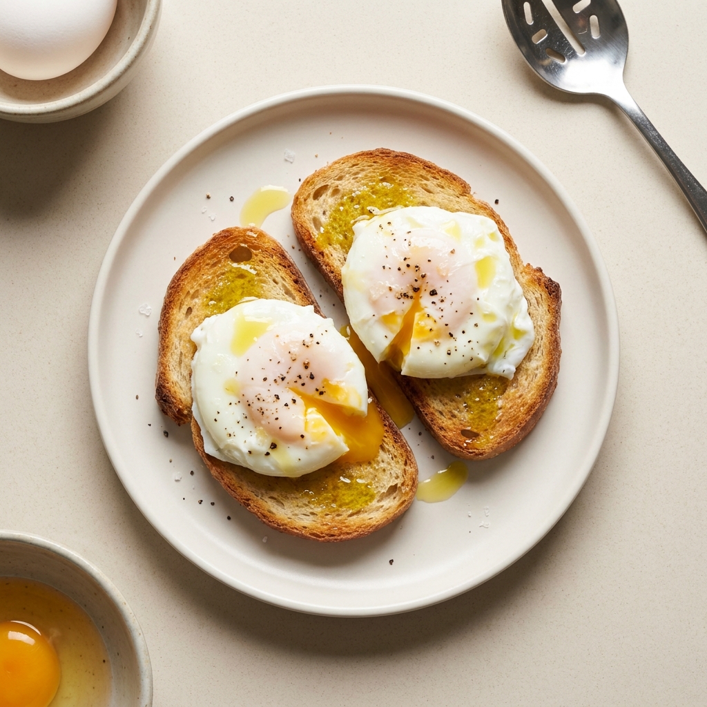 Soft Poached Eggs on Gluten-Free Toast, prepared as a finished Lila recipe