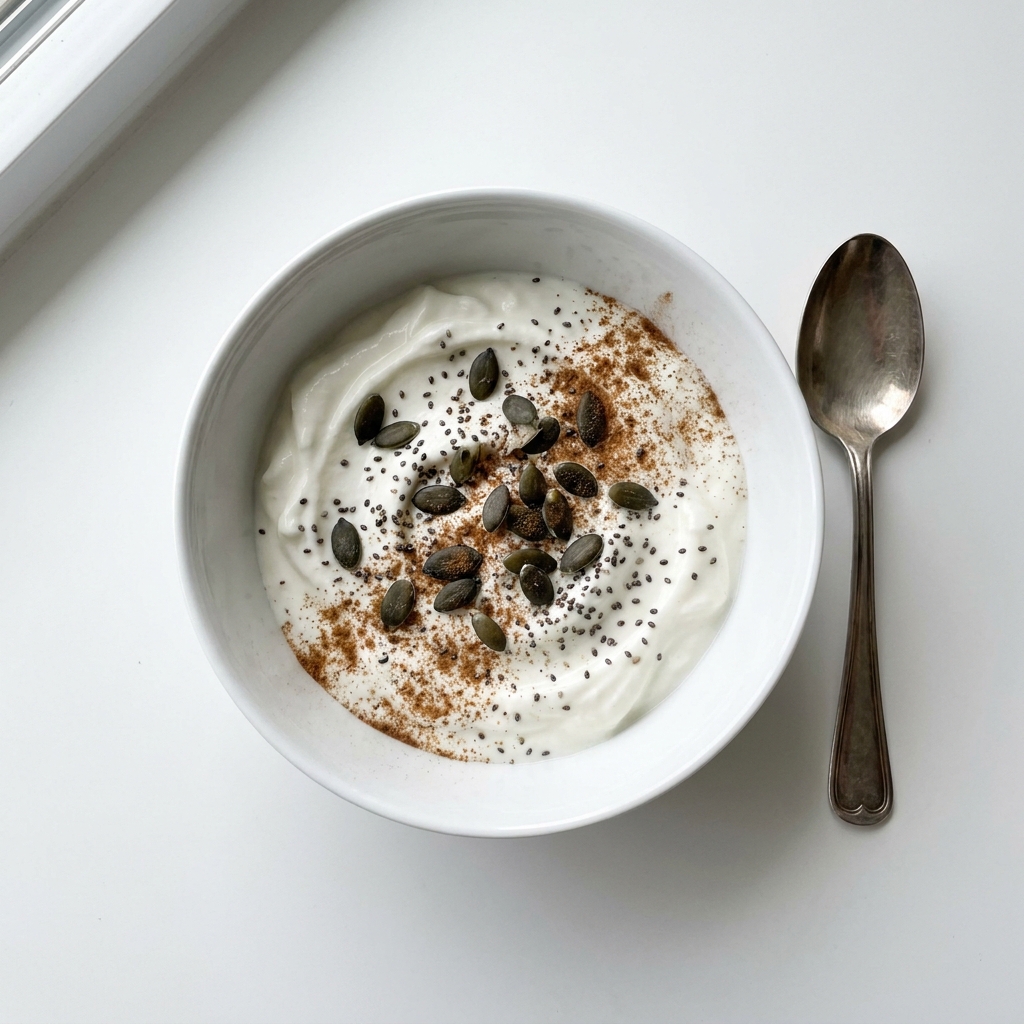 High Protein Seeded Greek Yogurt Bowl, prepared as a finished Lila recipe