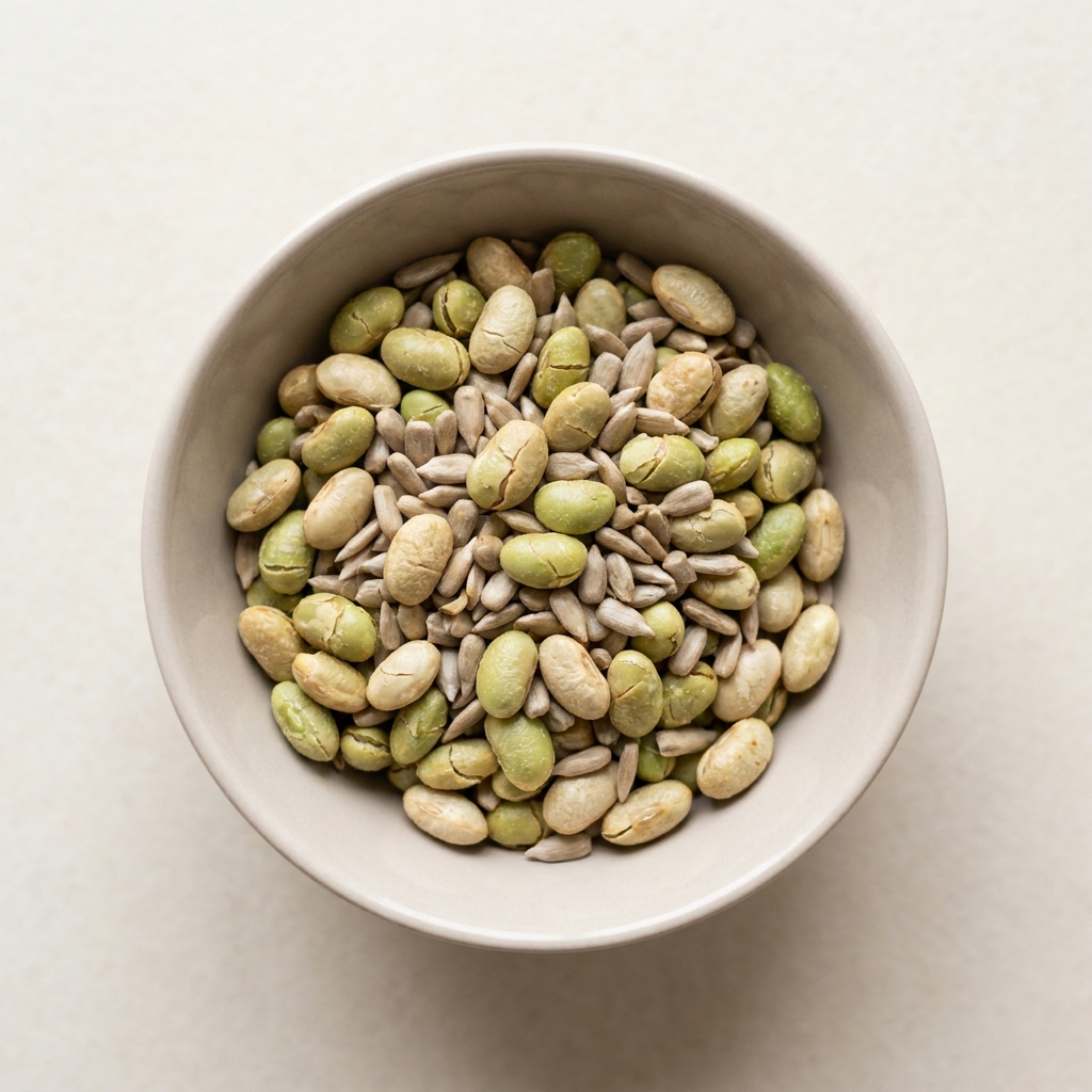 Crunchy Sunflower Seed and Edamame Snack Mix, prepared as a finished Lila recipe