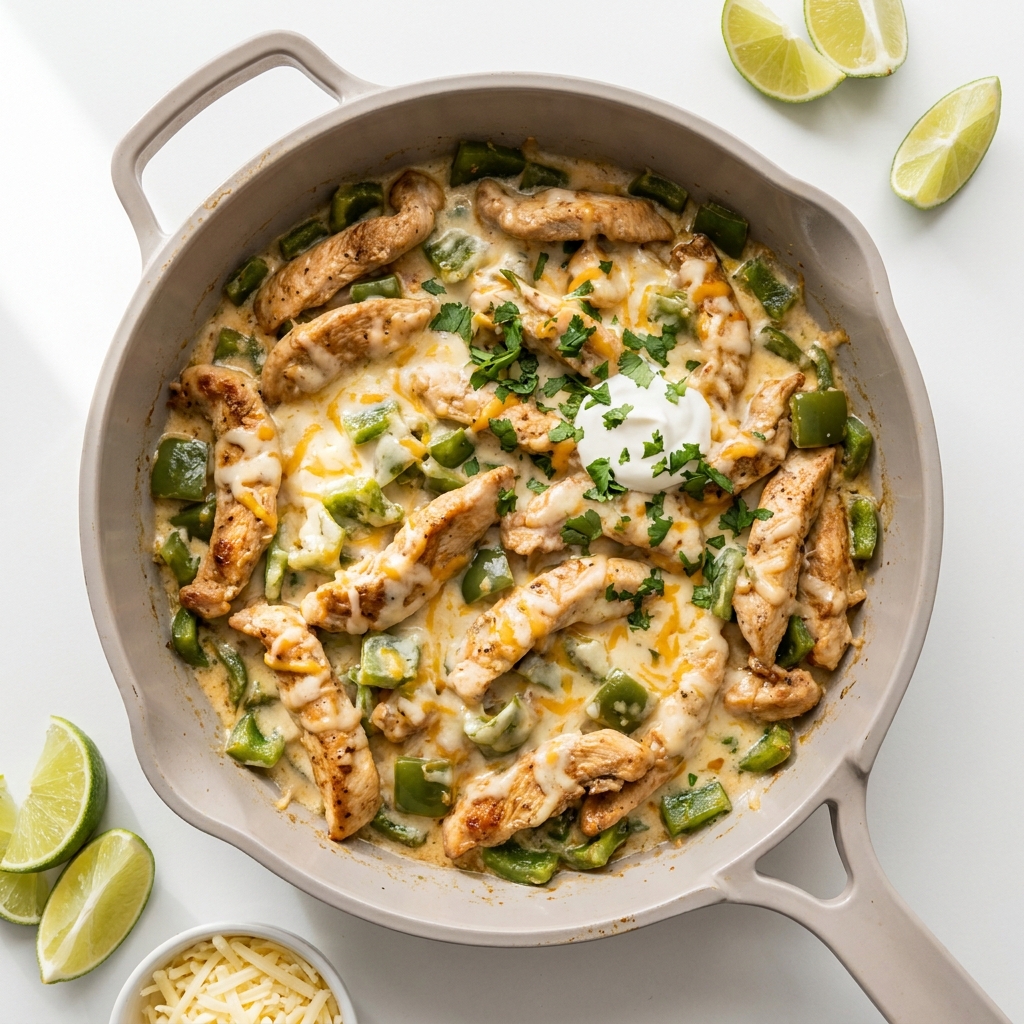 Creamy Mexican Chicken Pepper Skillet, prepared as a finished Lila recipe