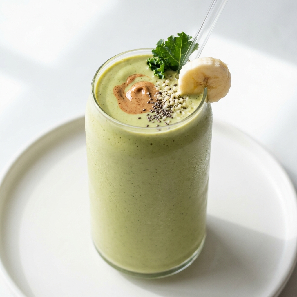 High Protein Vanilla Kale Banana Smoothie, prepared as a finished Lila recipe