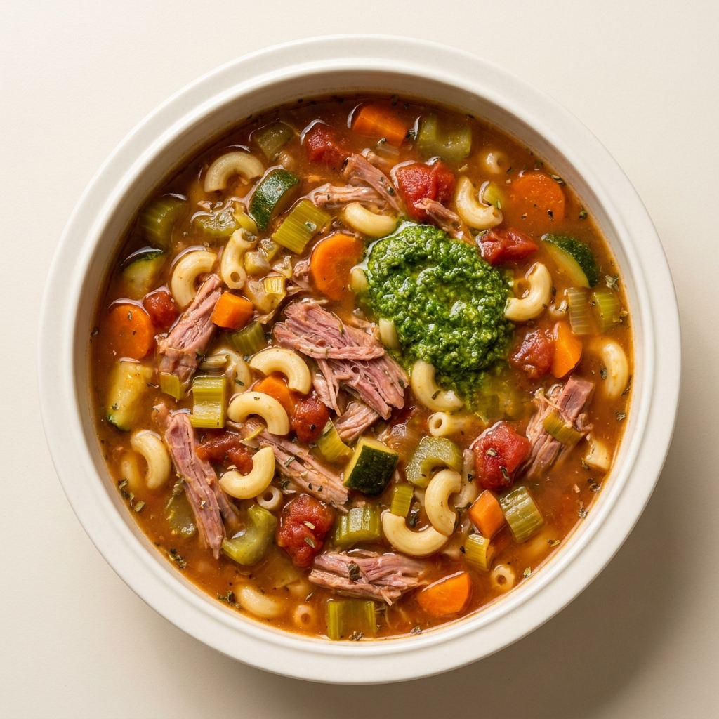 Slow-Cooked Ham Hock Minestrone, prepared as a finished Lila recipe