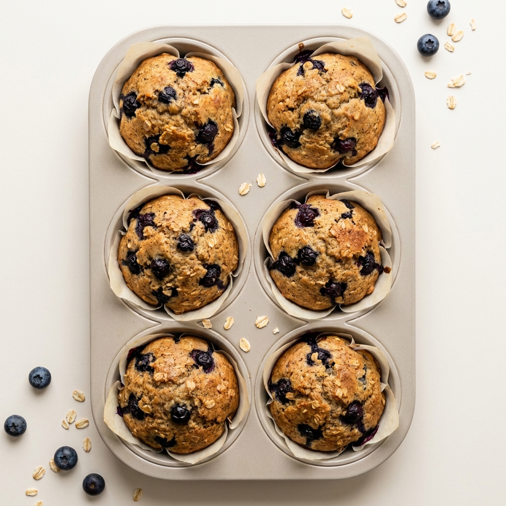 High-Protein Banana Blueberry Oat Muffins, prepared as a finished Lila recipe