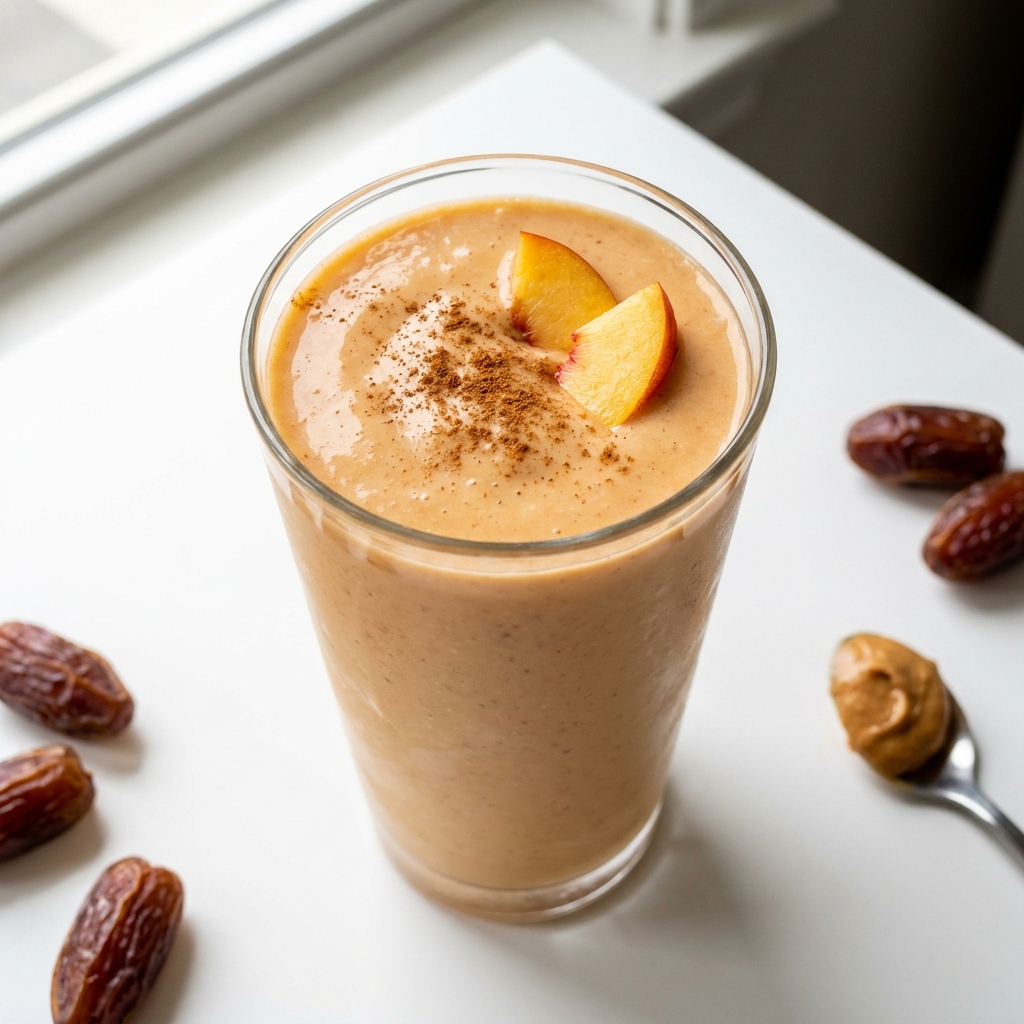 Peach Peanut Butter Protein Smoothie, prepared as a finished Lila recipe