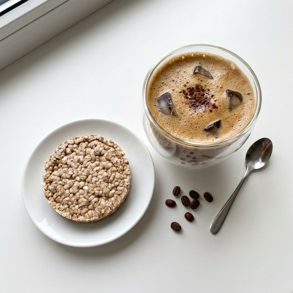 Pre-Workout Protein Coffee with Rice Cake, prepared as a finished Lila recipe