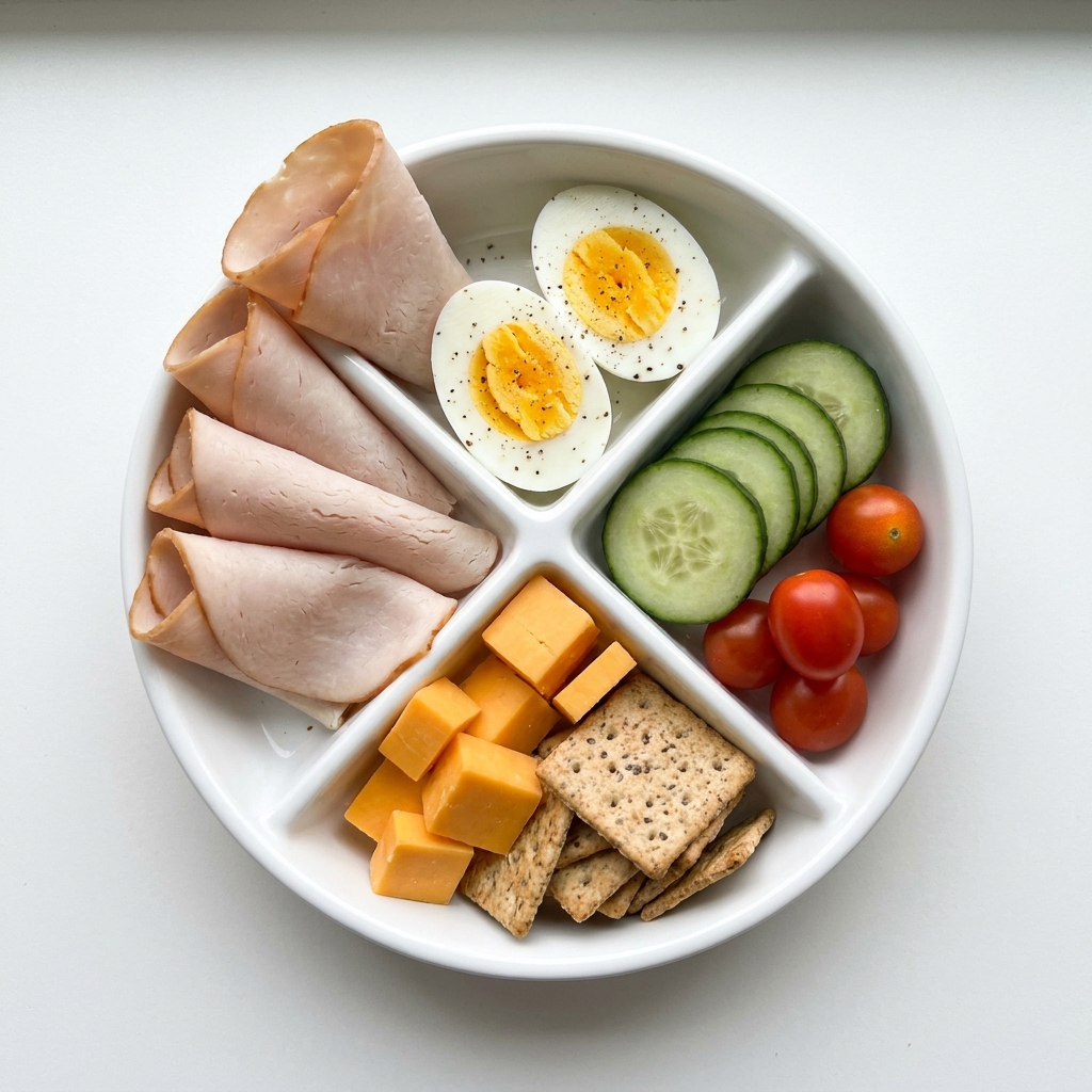 High Protein Savory Adult Lunchable, prepared as a finished Lila recipe
