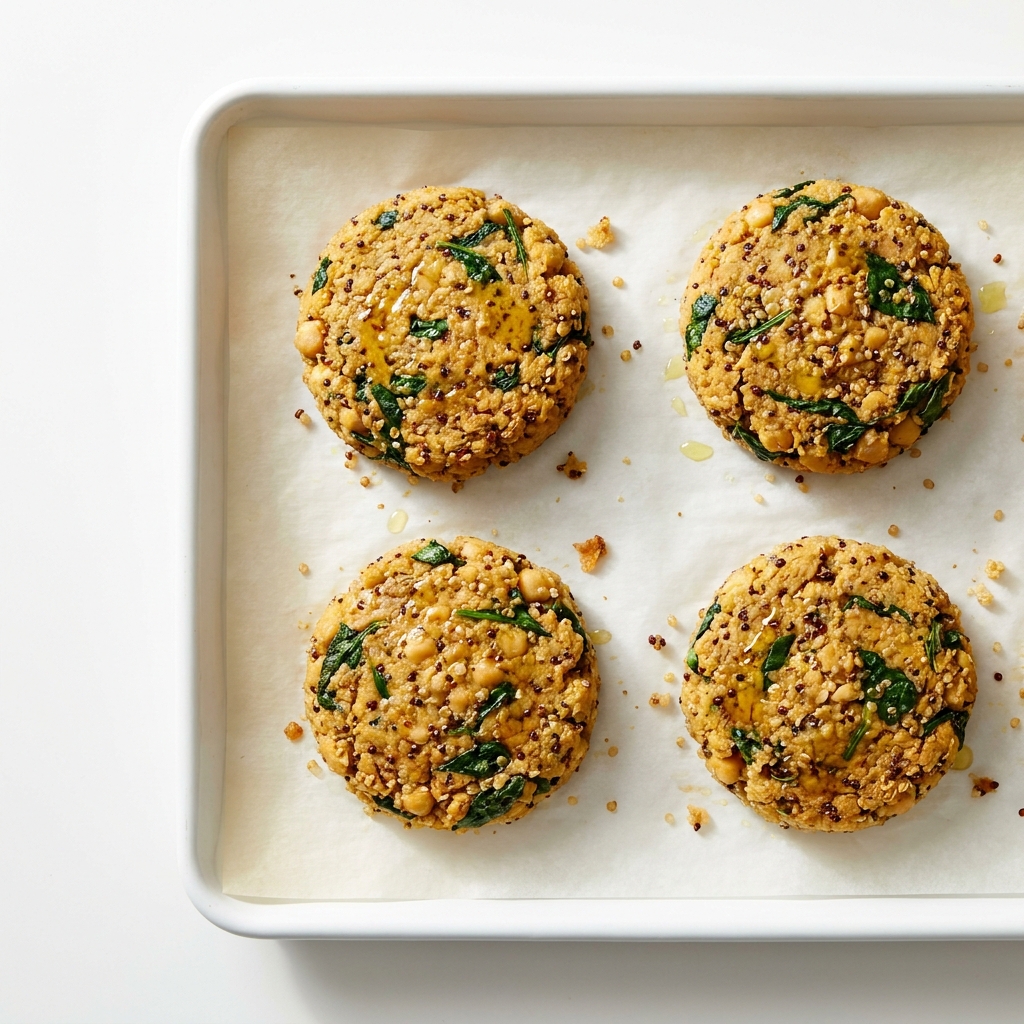 Sheet Pan Mediterranean Chickpea Quinoa Burgers, prepared as a finished Lila recipe