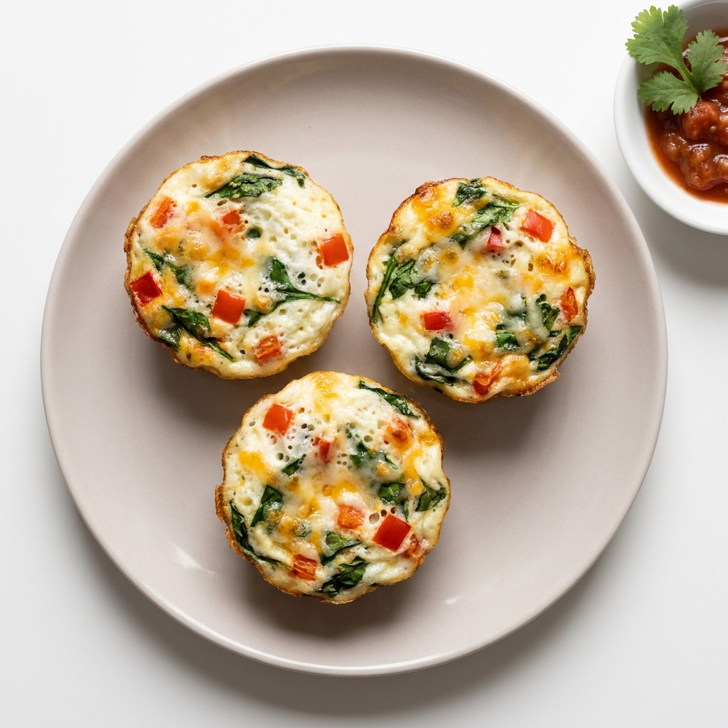 Mexican Egg White and Spinach Bites, prepared as a finished Lila recipe