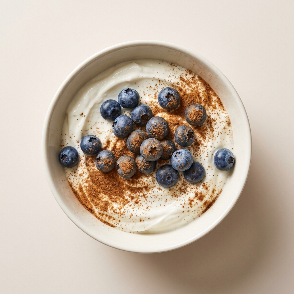 Cinnamon Berry Greek Yogurt Bowl, prepared as a finished Lila recipe