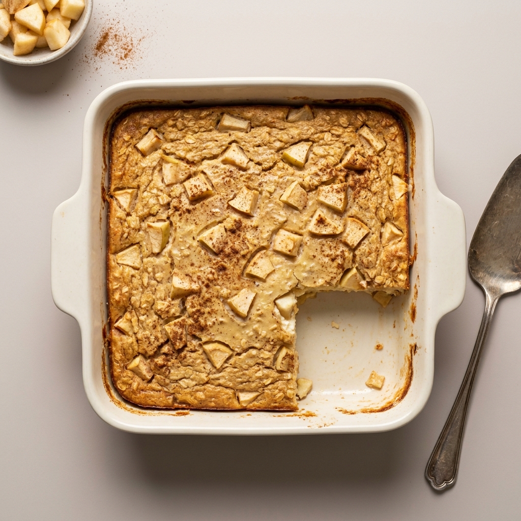Blended Cottage Cheese Apple Cinnamon Baked Oats, prepared as a finished Lila recipe