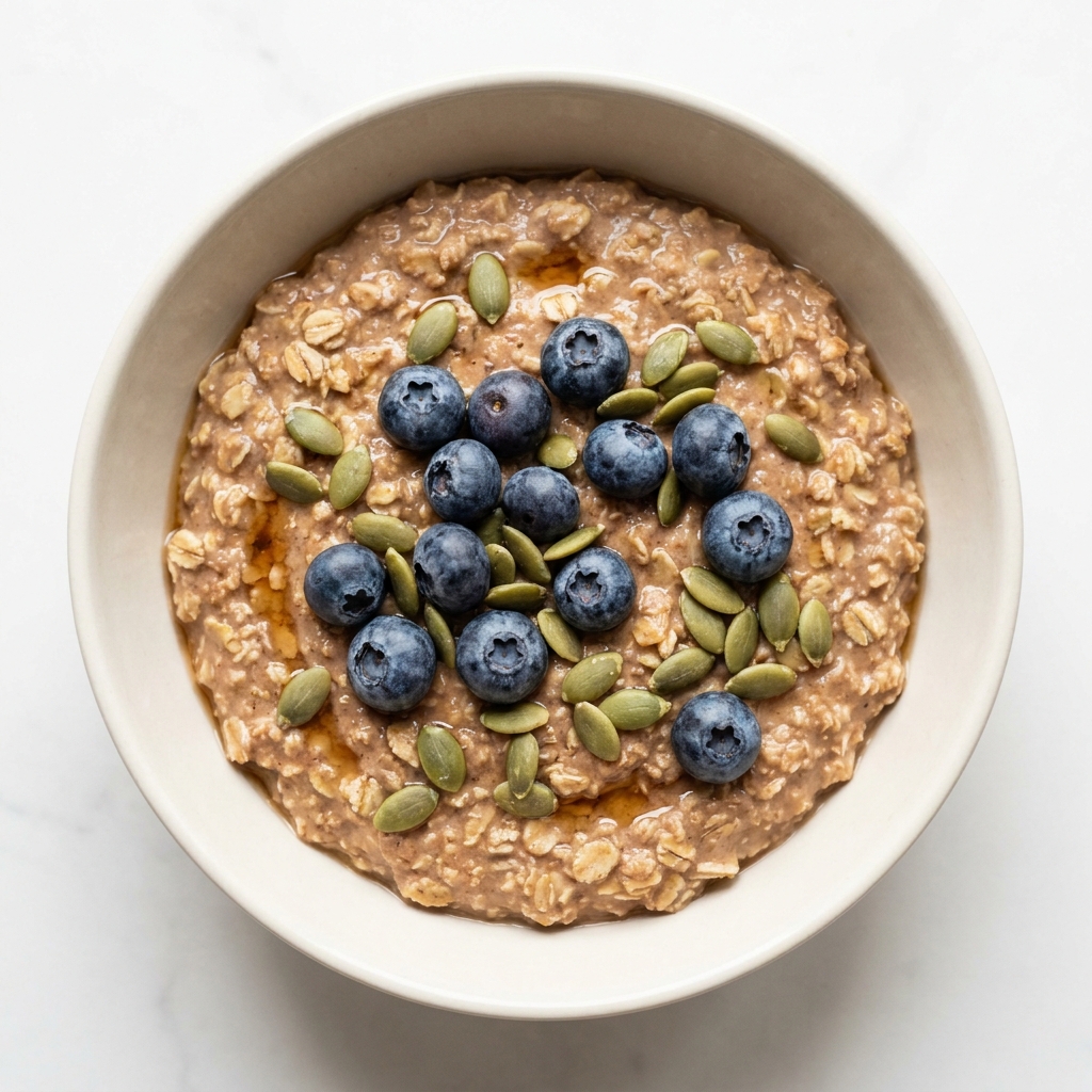 Vanilla Carob Berry Oat Crunch Bowl, prepared as a finished Lila recipe