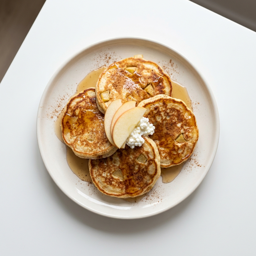 Cinnamon-Spiced Cottage Cheese Pancakes, prepared as a finished Lila recipe