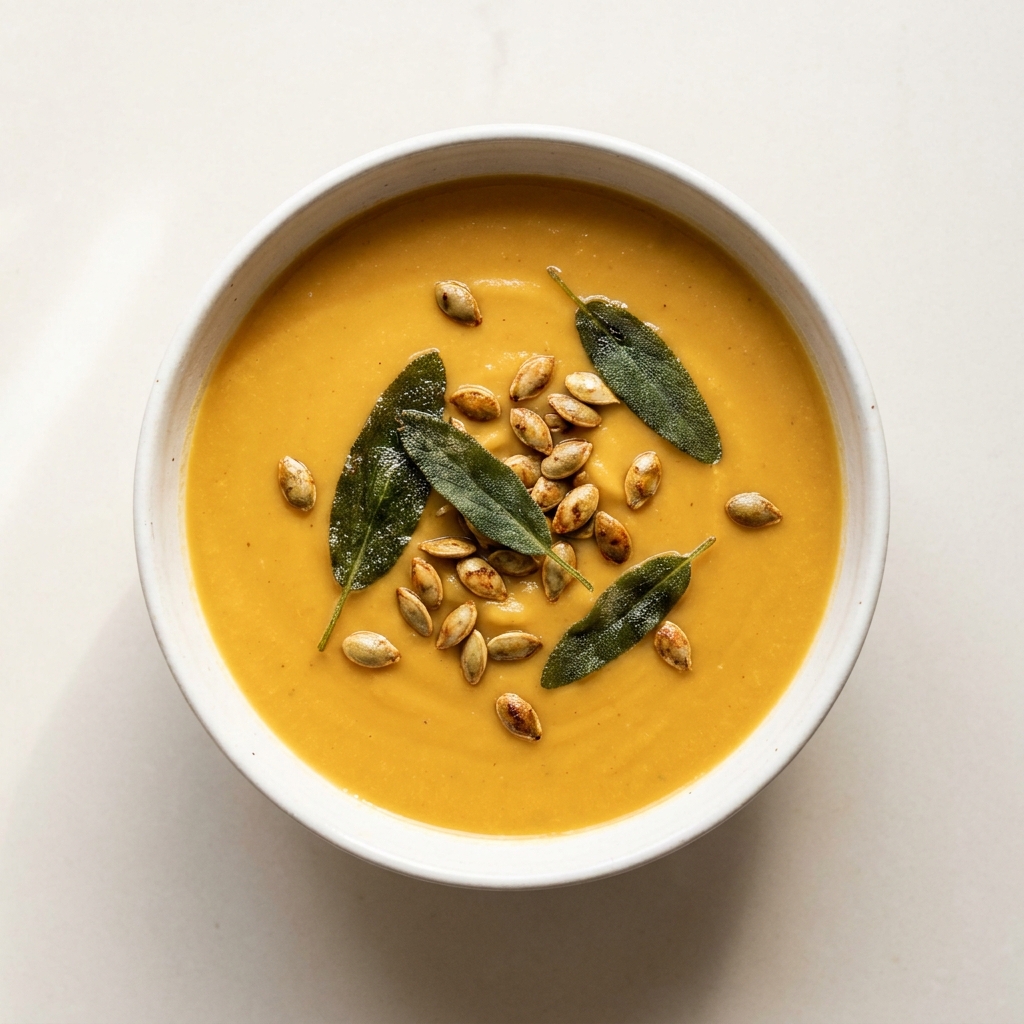 Roasted Butternut Squash and White Bean Soup, prepared as a finished Lila recipe