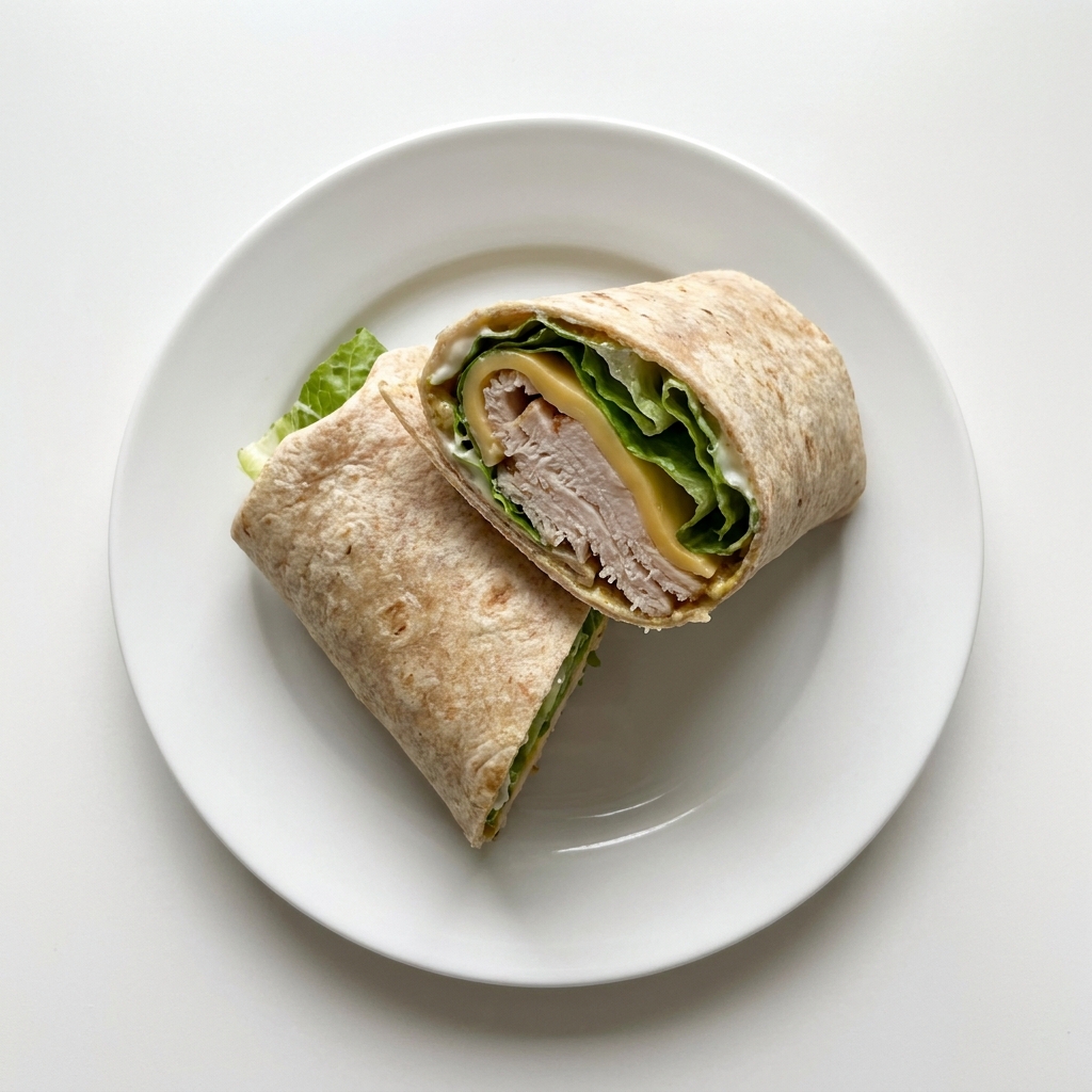 Turkey and Dairy-Free Cheese Sub Wrap, prepared as a finished Lila recipe