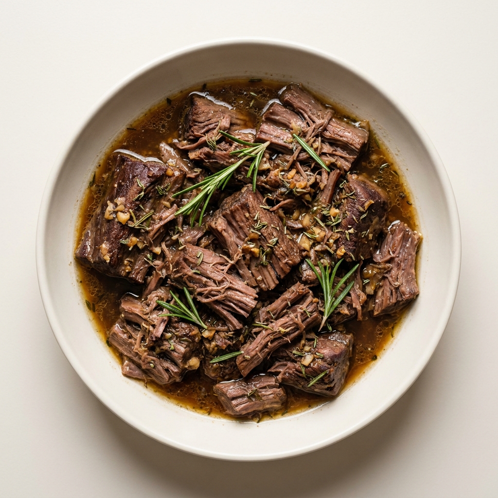 Slow Cooker Savory Garlic Pot Roast, prepared as a finished Lila recipe