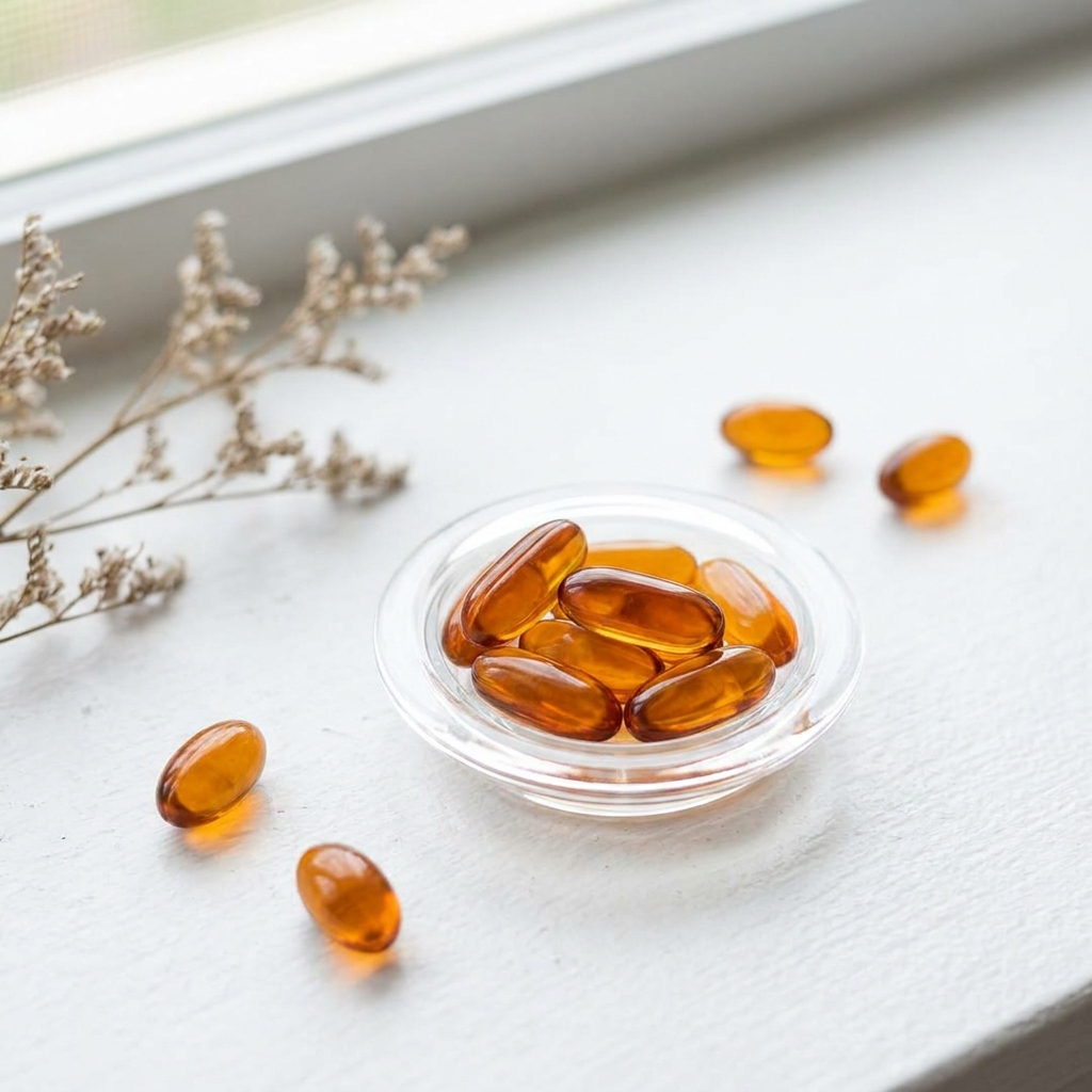 Unbranded presentation of Omega-3, Vitamin D & K Hormone Support Supplement