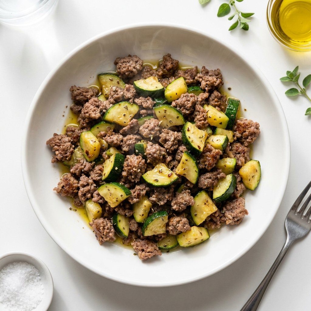 Warm Beef And Zucchini Skillet With Herbs, prepared as a finished Lila recipe