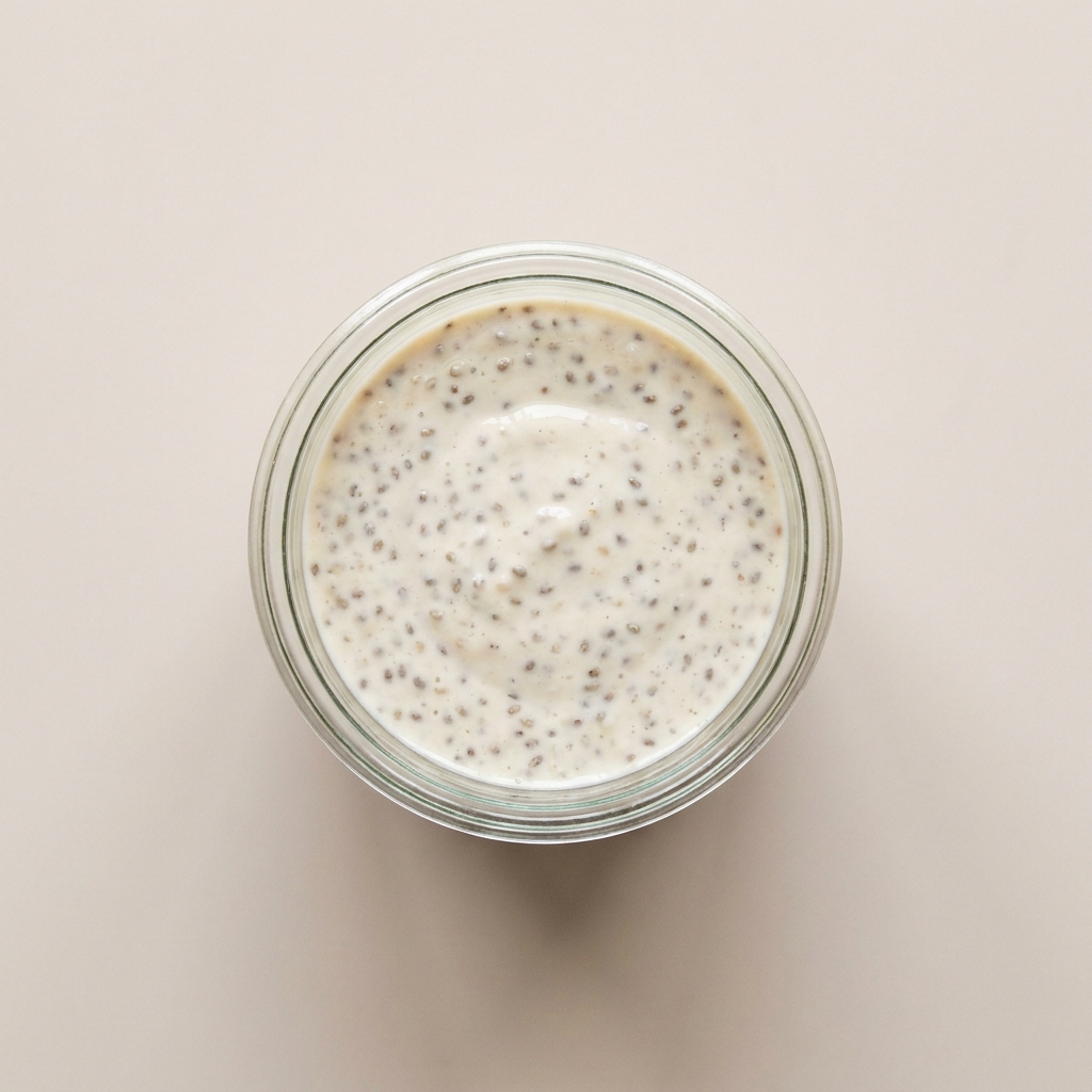 Meal Prep High Protein Vanilla Chia Pudding, prepared as a finished Lila recipe