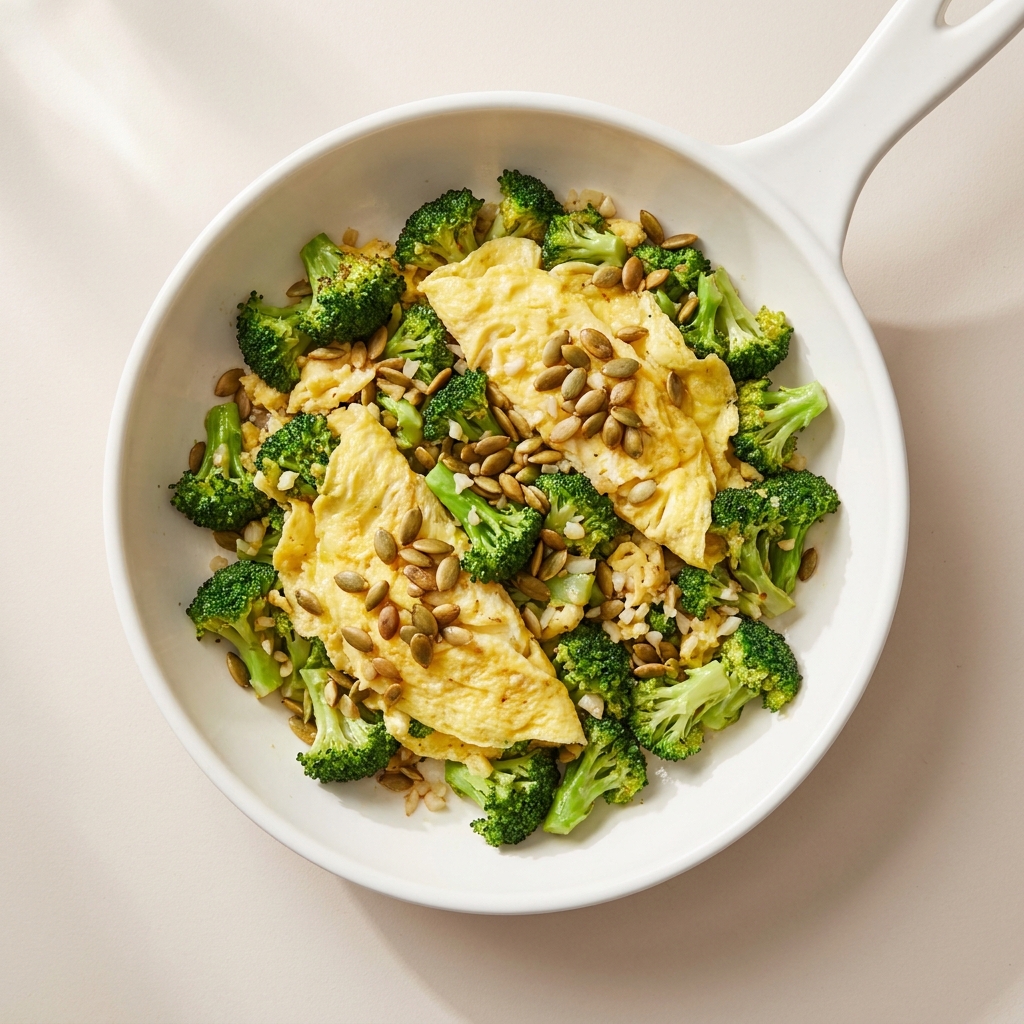 Savory Broccoli and Egg Dinner Hash, prepared as a finished Lila recipe