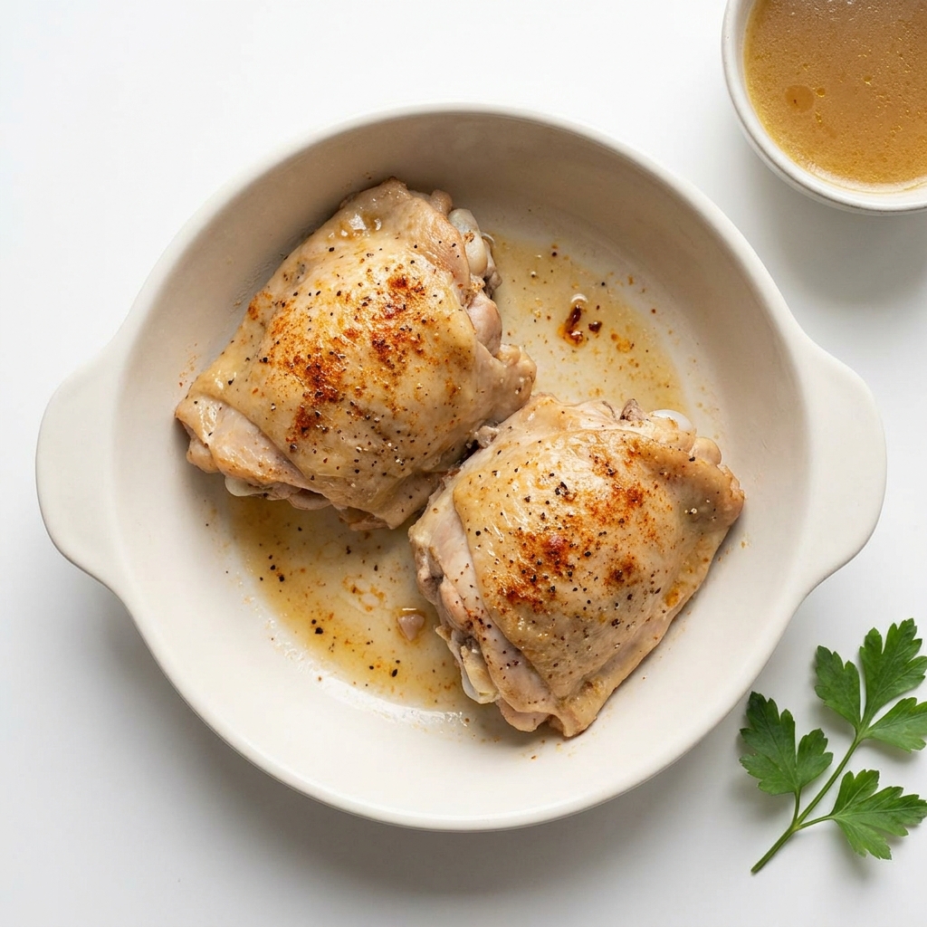 Quick Pressure Cooker Chicken Thighs, prepared as a finished Lila recipe
