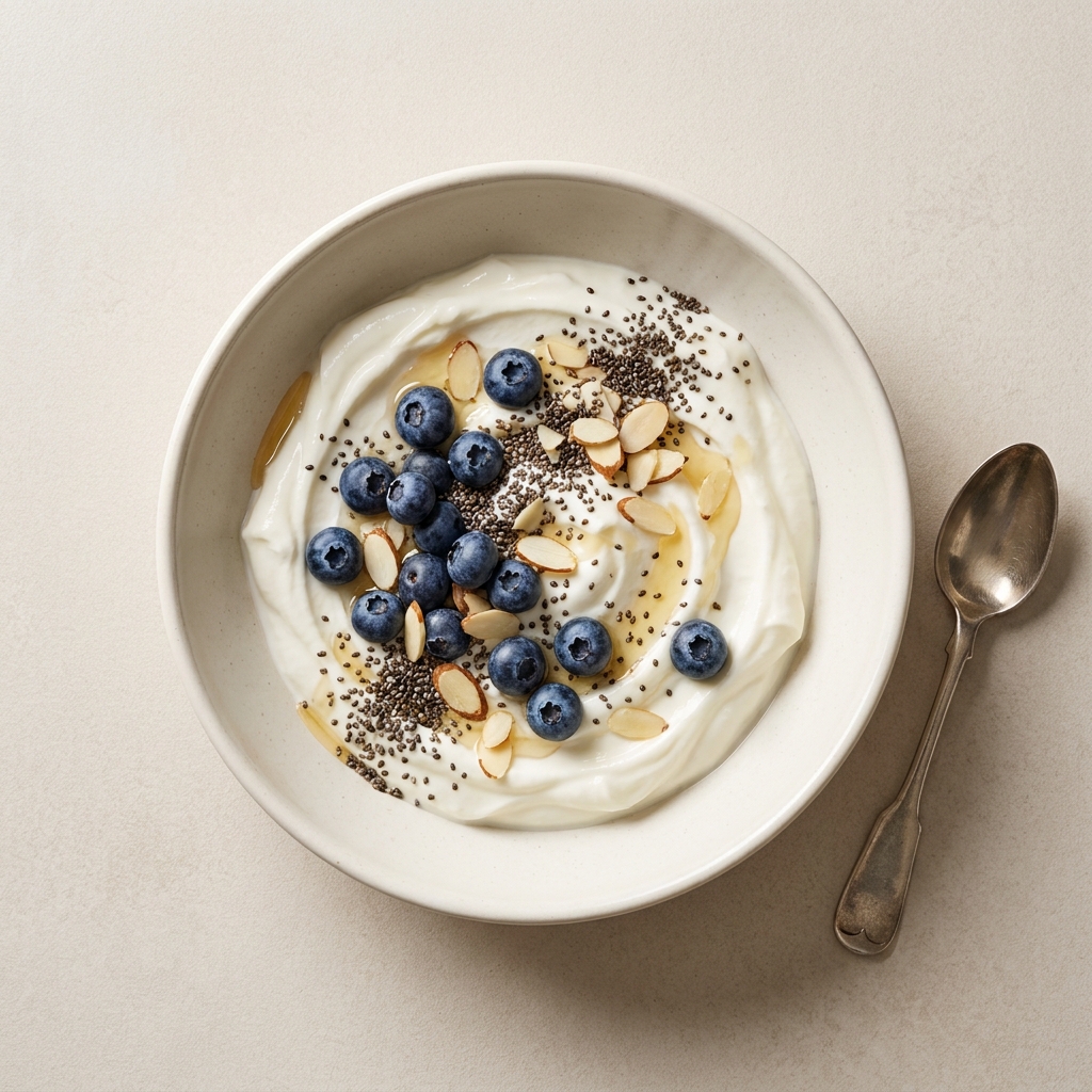 Yogurt Berry Crunch Bowl, prepared as a finished Lila recipe