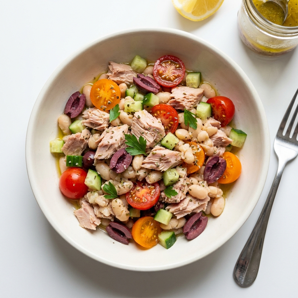 10-Minute Mediterranean Tuna and White Bean Salad, prepared as a finished Lila recipe