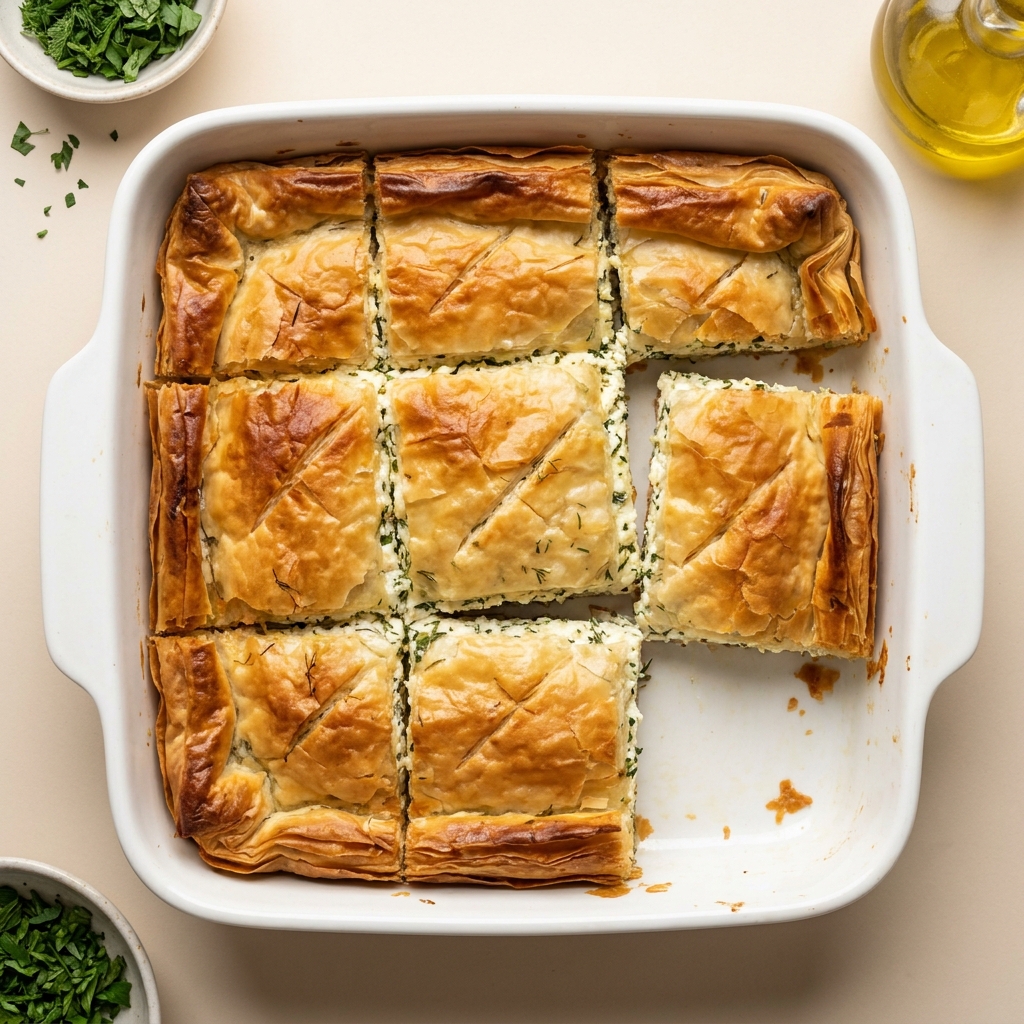 Family Mediterranean Herb and Cheese Spanakopita, prepared as a finished Lila recipe