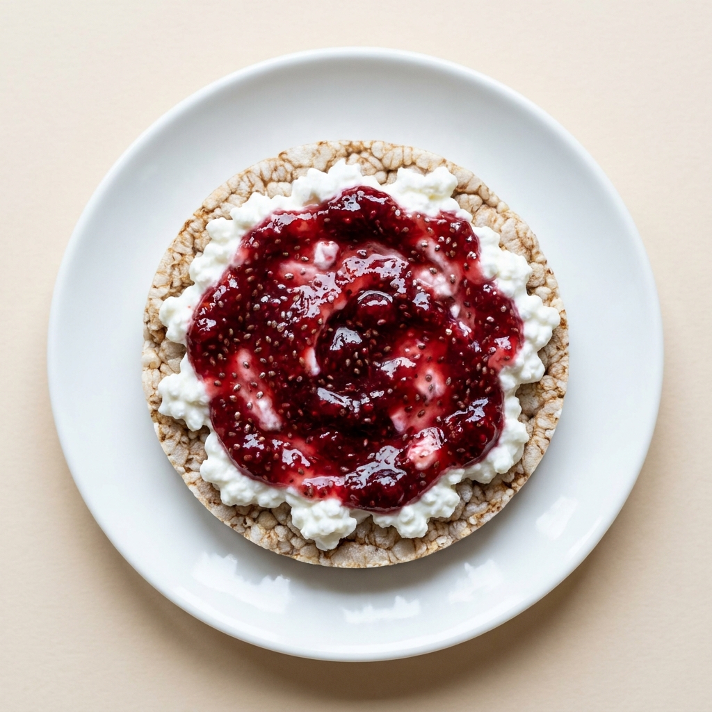 Berry Chia Cottage Cheese Rice Cake, prepared as a finished Lila recipe