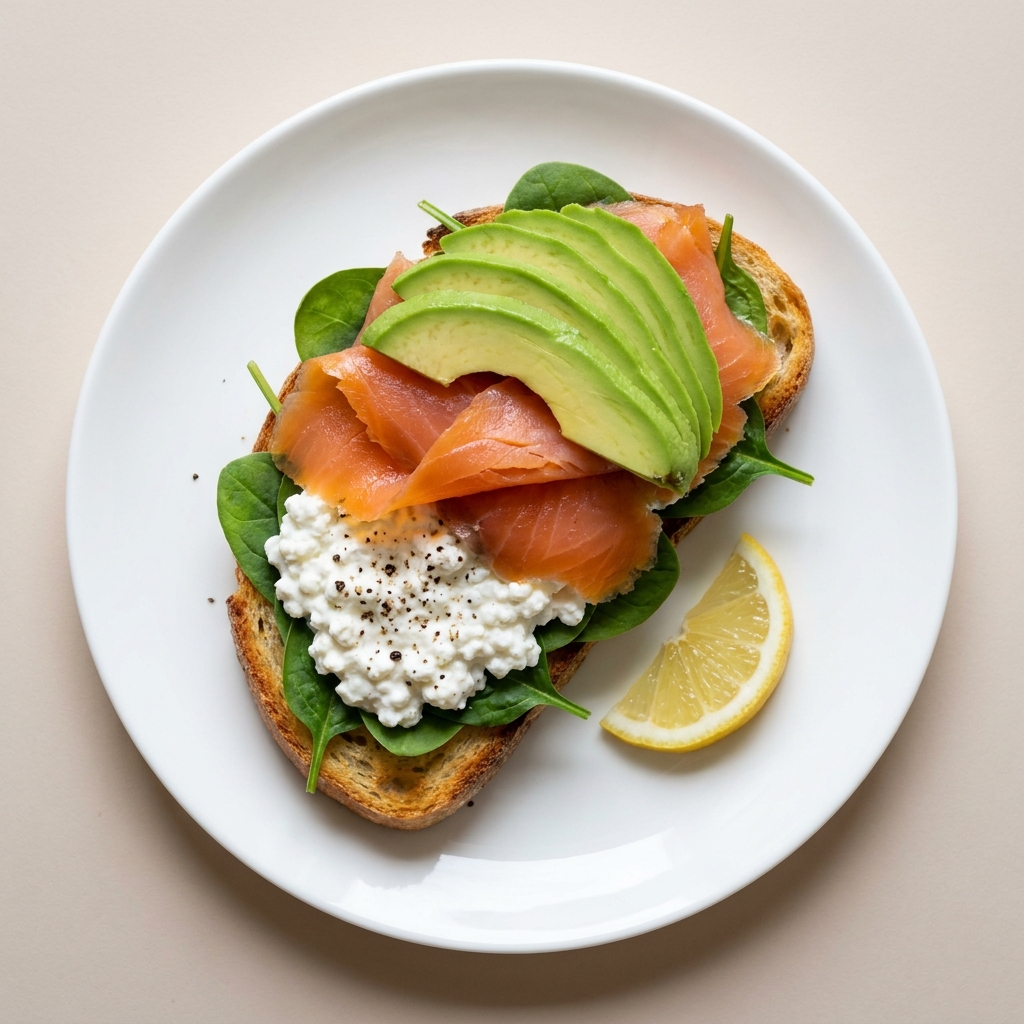 Smoked Salmon and Cottage Cheese Sourdough Toast, prepared as a finished Lila recipe