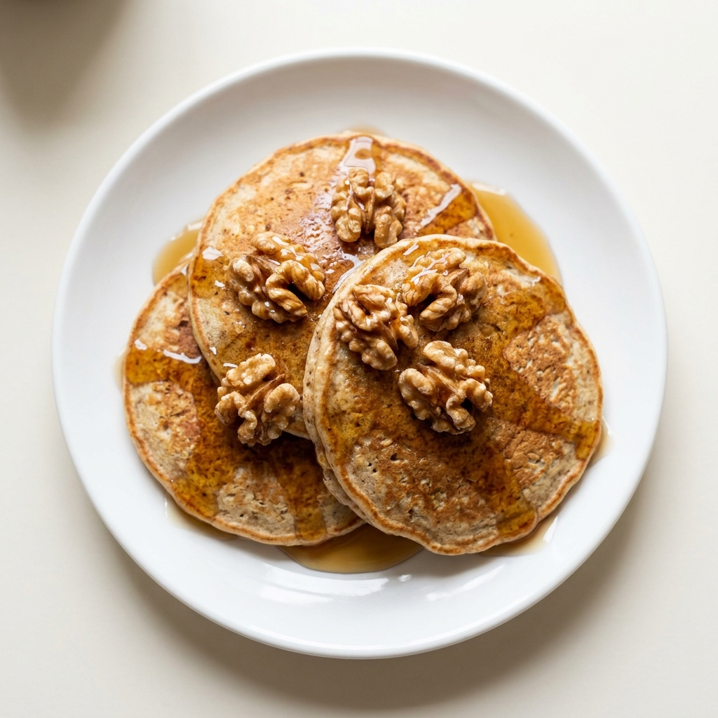 Banana Oat Protein Pancakes with Walnuts, prepared as a finished Lila recipe