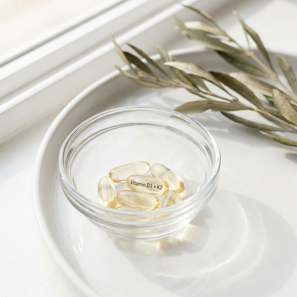 Unbranded presentation of Vitamin D3 + K2 Supplement