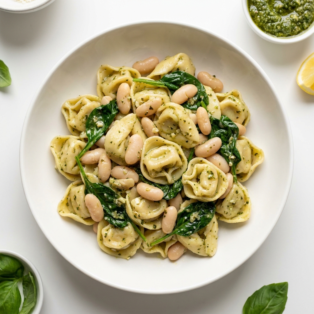 Creamy Lemon Pesto Protein Pasta with White Beans, prepared as a finished Lila recipe